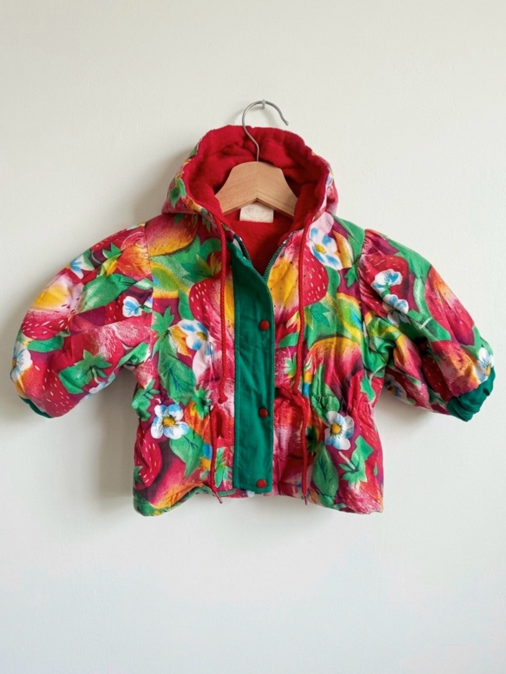 Vintage Claire Bell Fruit Graphic Toddler Girl Puffer Jacket